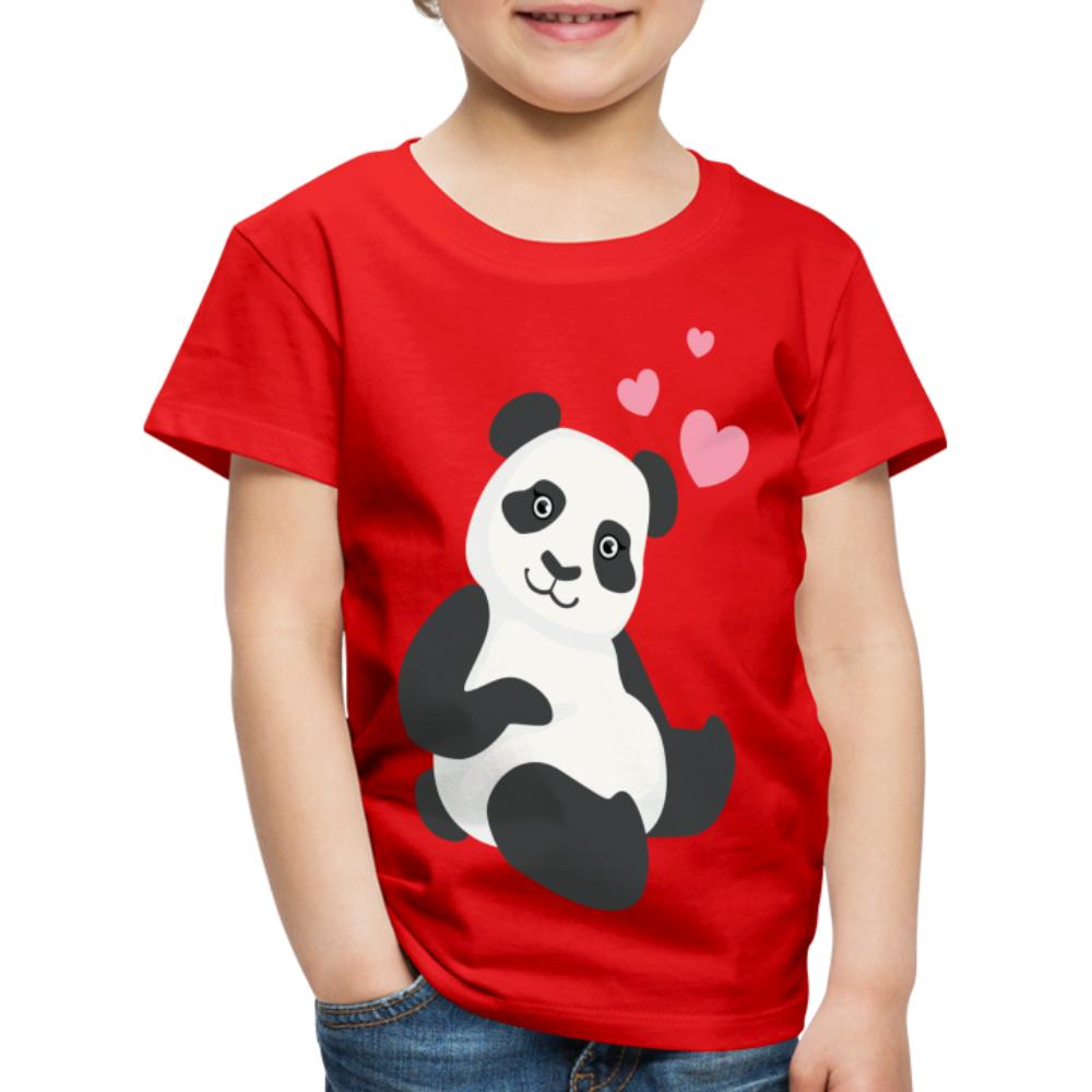 Kinder Premium T-Shirt - Panda mit Herzen über dem Kopf - Rot