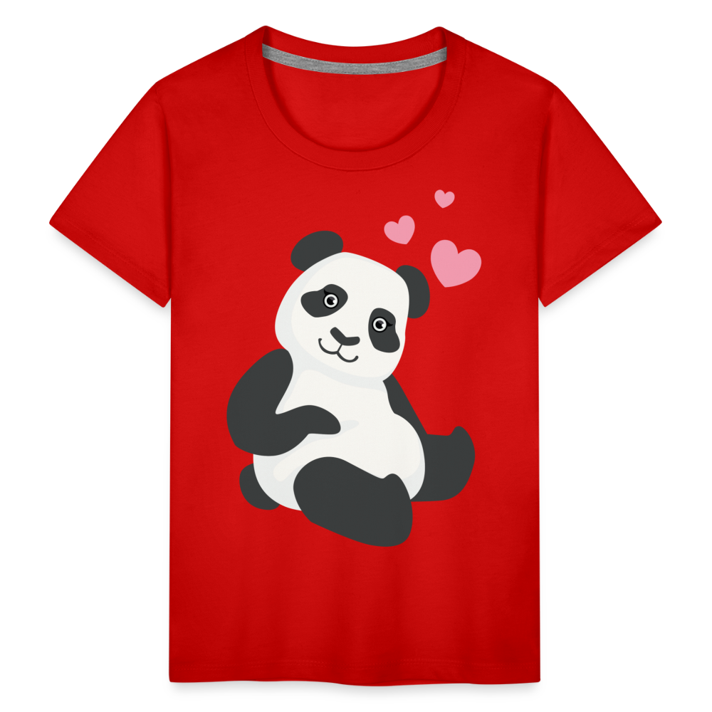 Kinder Premium T-Shirt - Panda mit Herzen über dem Kopf - Rot