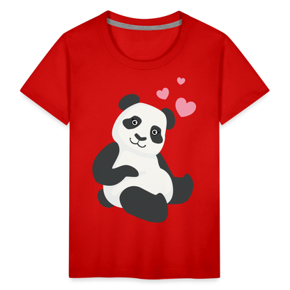 Kinder Premium T-Shirt - Panda mit Herzen über dem Kopf - Rot