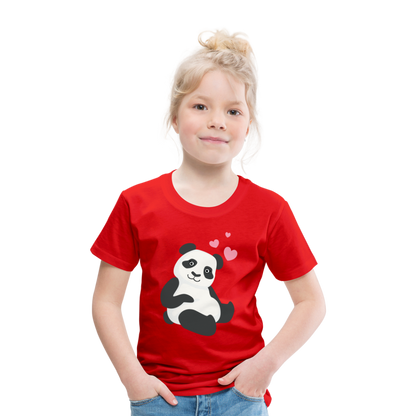 Kinder Premium T-Shirt - Panda mit Herzen über dem Kopf - Rot