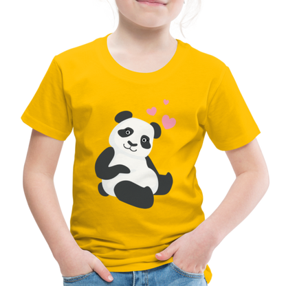 Kinder Premium T-Shirt - Panda mit Herzen über dem Kopf - Sonnengelb