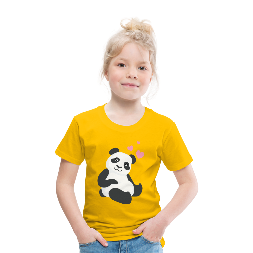 Kinder Premium T-Shirt - Panda mit Herzen über dem Kopf - Sonnengelb