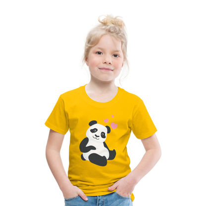 Kinder Premium T-Shirt - Panda mit Herzen über dem Kopf - Sonnengelb