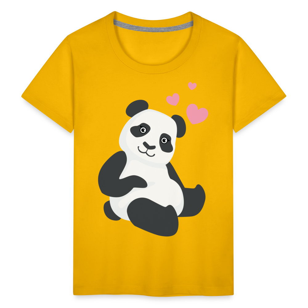 Kinder Premium T-Shirt - Panda mit Herzen über dem Kopf - Sonnengelb