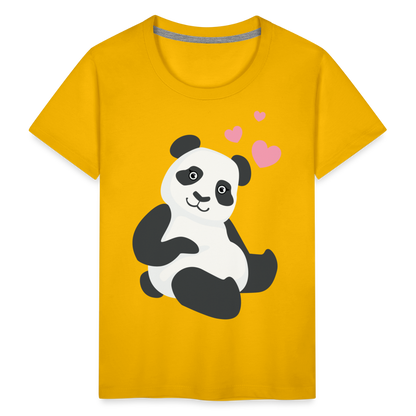 Kinder Premium T-Shirt - Panda mit Herzen über dem Kopf - Sonnengelb