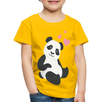 Kinder Premium T-Shirt - Panda mit Herzen über dem Kopf - Sonnengelb