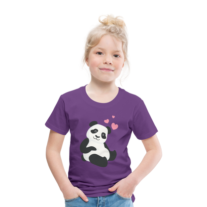 Kinder Premium T-Shirt - Panda mit Herzen über dem Kopf - Lila