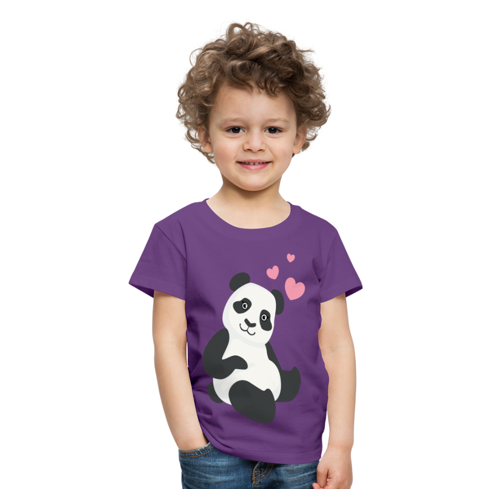 Kinder Premium T-Shirt - Panda mit Herzen über dem Kopf - Lila