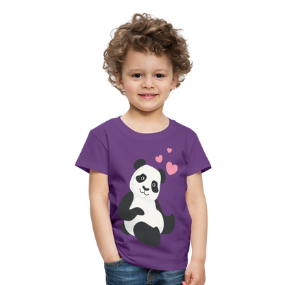 Kinder Premium T-Shirt - Panda mit Herzen über dem Kopf - Lila