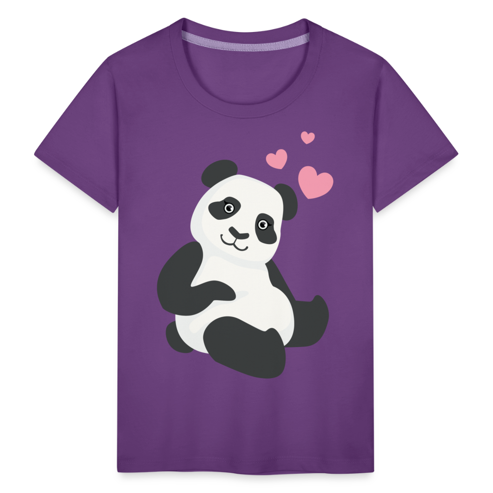 Kinder Premium T-Shirt - Panda mit Herzen über dem Kopf - Lila