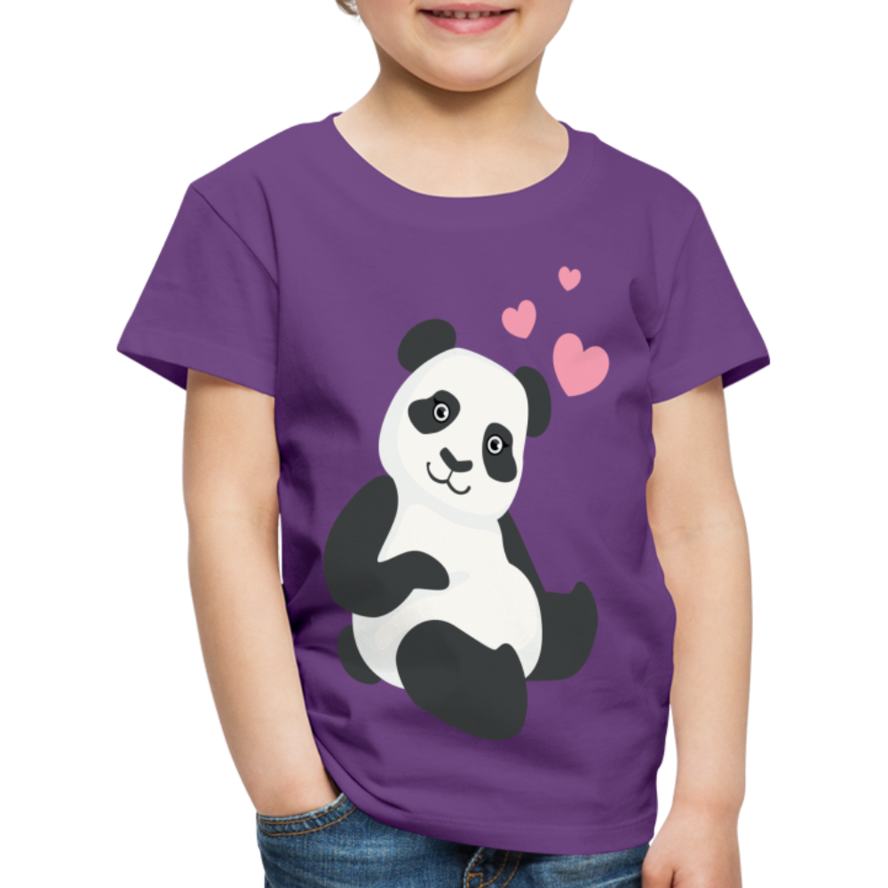 Kinder Premium T-Shirt - Panda mit Herzen über dem Kopf - Lila