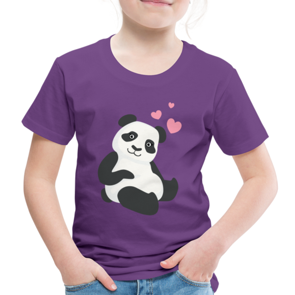 Kinder Premium T-Shirt - Panda mit Herzen über dem Kopf - Lila