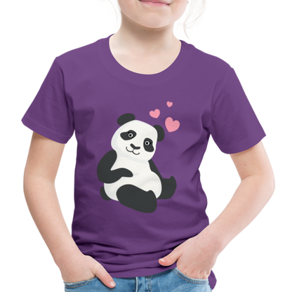 Kinder Premium T-Shirt - Panda mit Herzen über dem Kopf - Lila