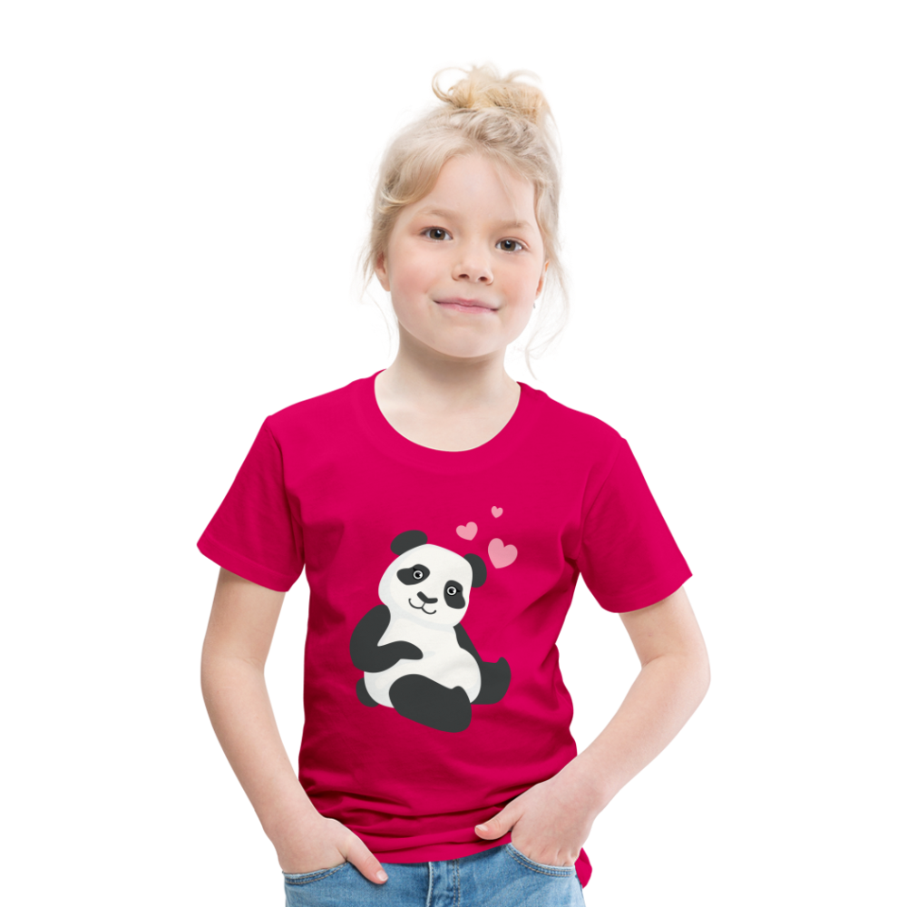 Kinder Premium T-Shirt - Panda mit Herzen über dem Kopf - dunkles Pink