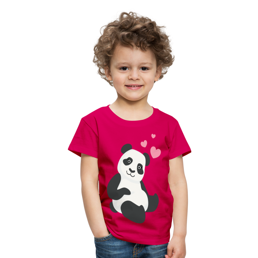 Kinder Premium T-Shirt - Panda mit Herzen über dem Kopf - dunkles Pink