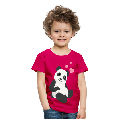 Kinder Premium T-Shirt - Panda mit Herzen über dem Kopf - dunkles Pink