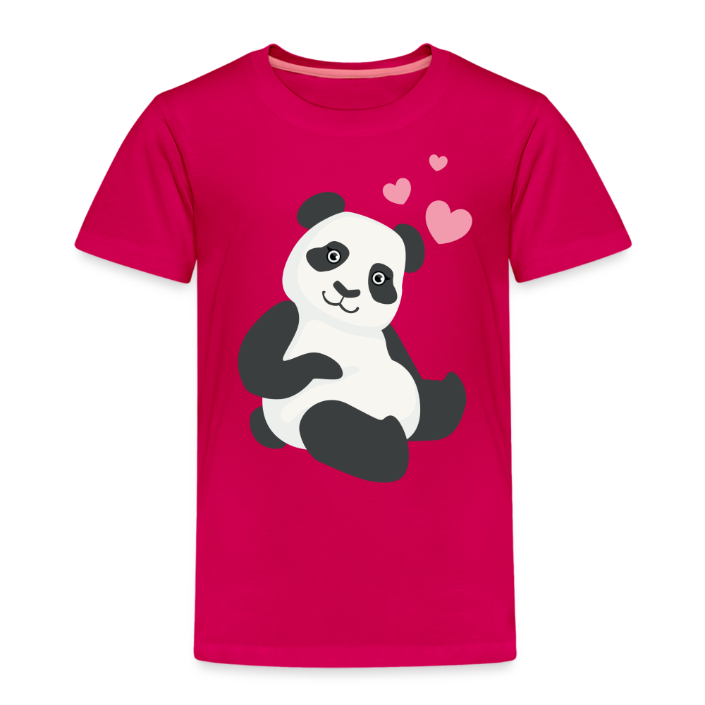 Kinder Premium T-Shirt - Panda mit Herzen über dem Kopf - dunkles Pink