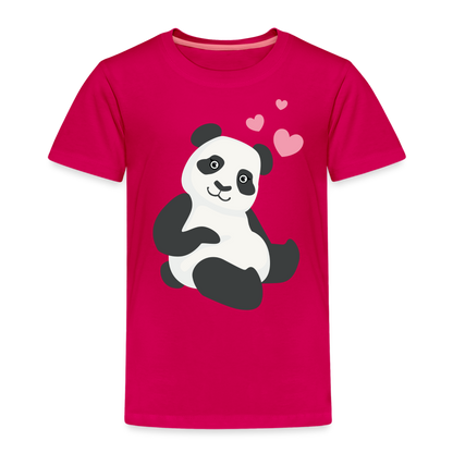 Kinder Premium T-Shirt - Panda mit Herzen über dem Kopf - dunkles Pink