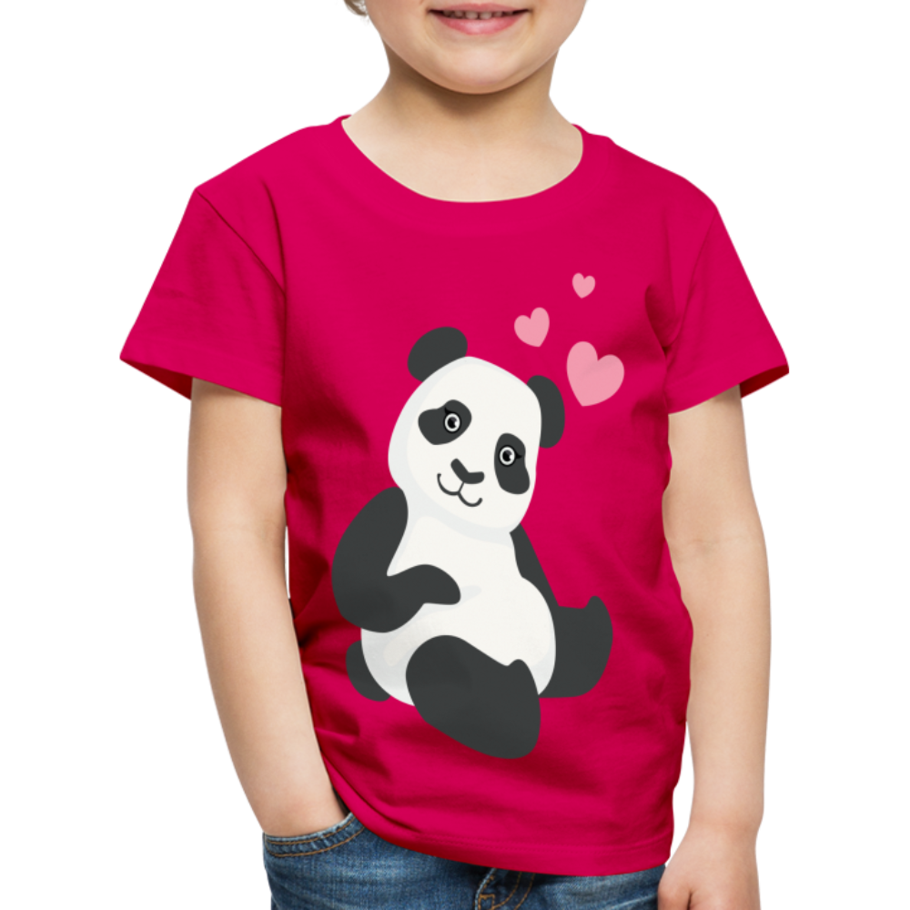 Kinder Premium T-Shirt - Panda mit Herzen über dem Kopf - dunkles Pink