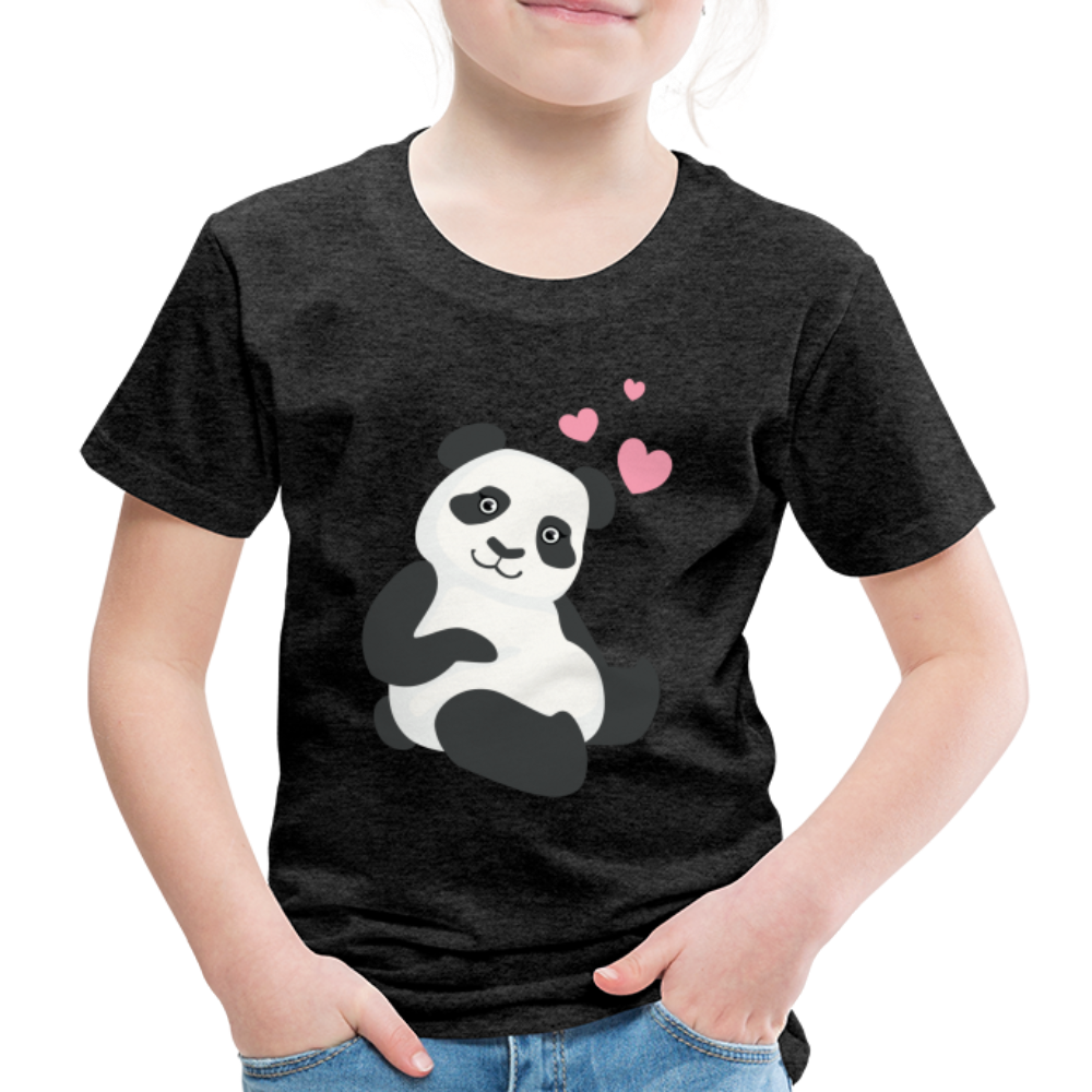 Kinder Premium T-Shirt - Panda mit Herzen über dem Kopf - Anthrazit