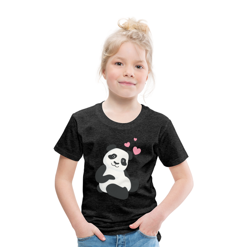 Kinder Premium T-Shirt - Panda mit Herzen über dem Kopf - Anthrazit