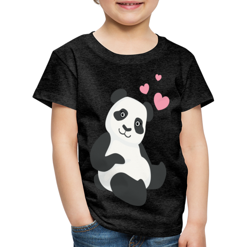 Kinder Premium T-Shirt - Panda mit Herzen über dem Kopf - Anthrazit