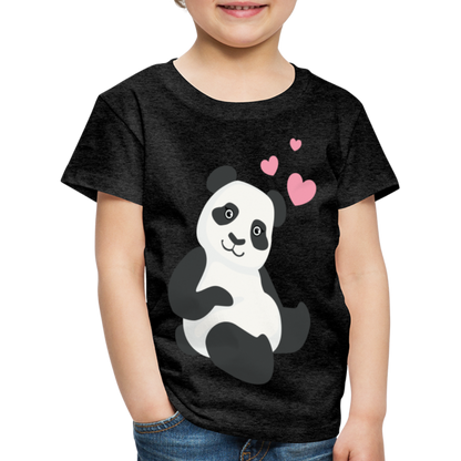 Kinder Premium T-Shirt - Panda mit Herzen über dem Kopf - Anthrazit