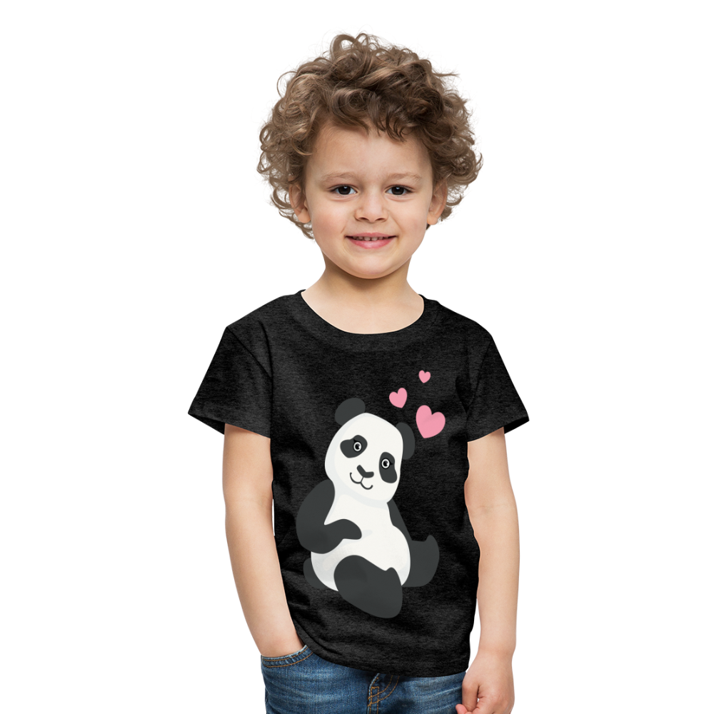 Kinder Premium T-Shirt - Panda mit Herzen über dem Kopf - Anthrazit