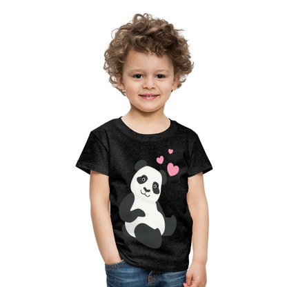 Kinder Premium T-Shirt - Panda mit Herzen über dem Kopf - Anthrazit