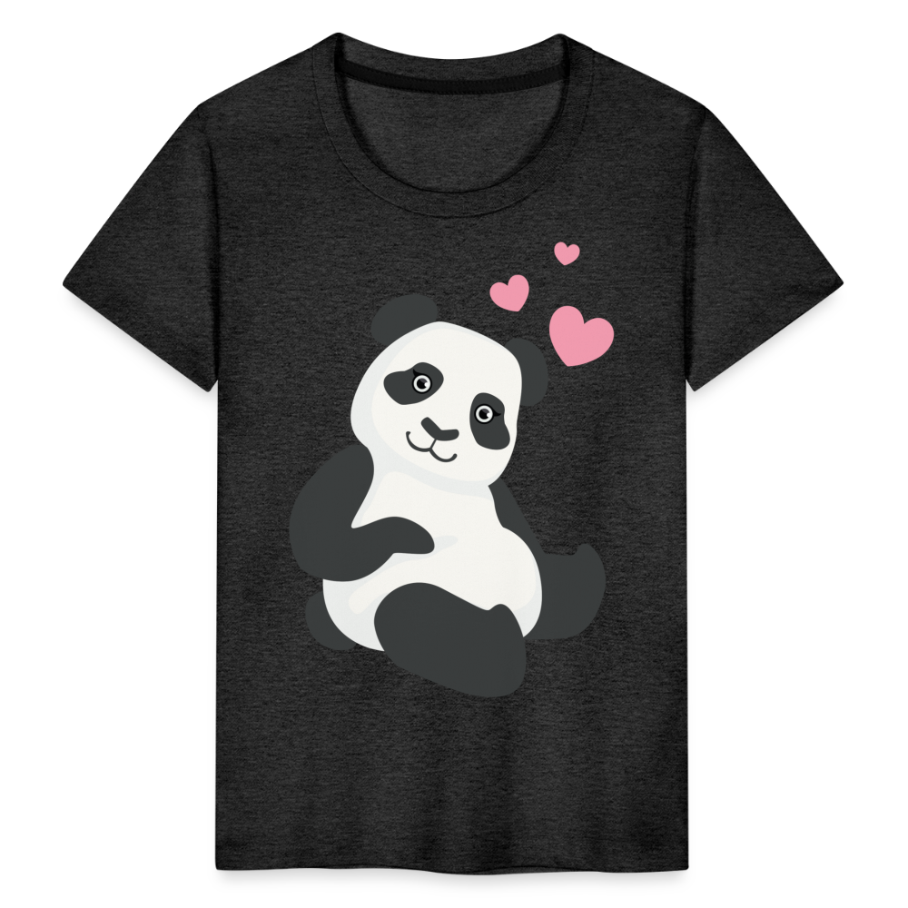 Kinder Premium T-Shirt - Panda mit Herzen über dem Kopf - Anthrazit