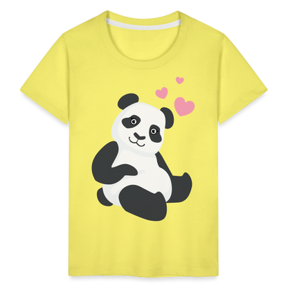 Kinder Premium T-Shirt - Panda mit Herzen über dem Kopf - Gelb