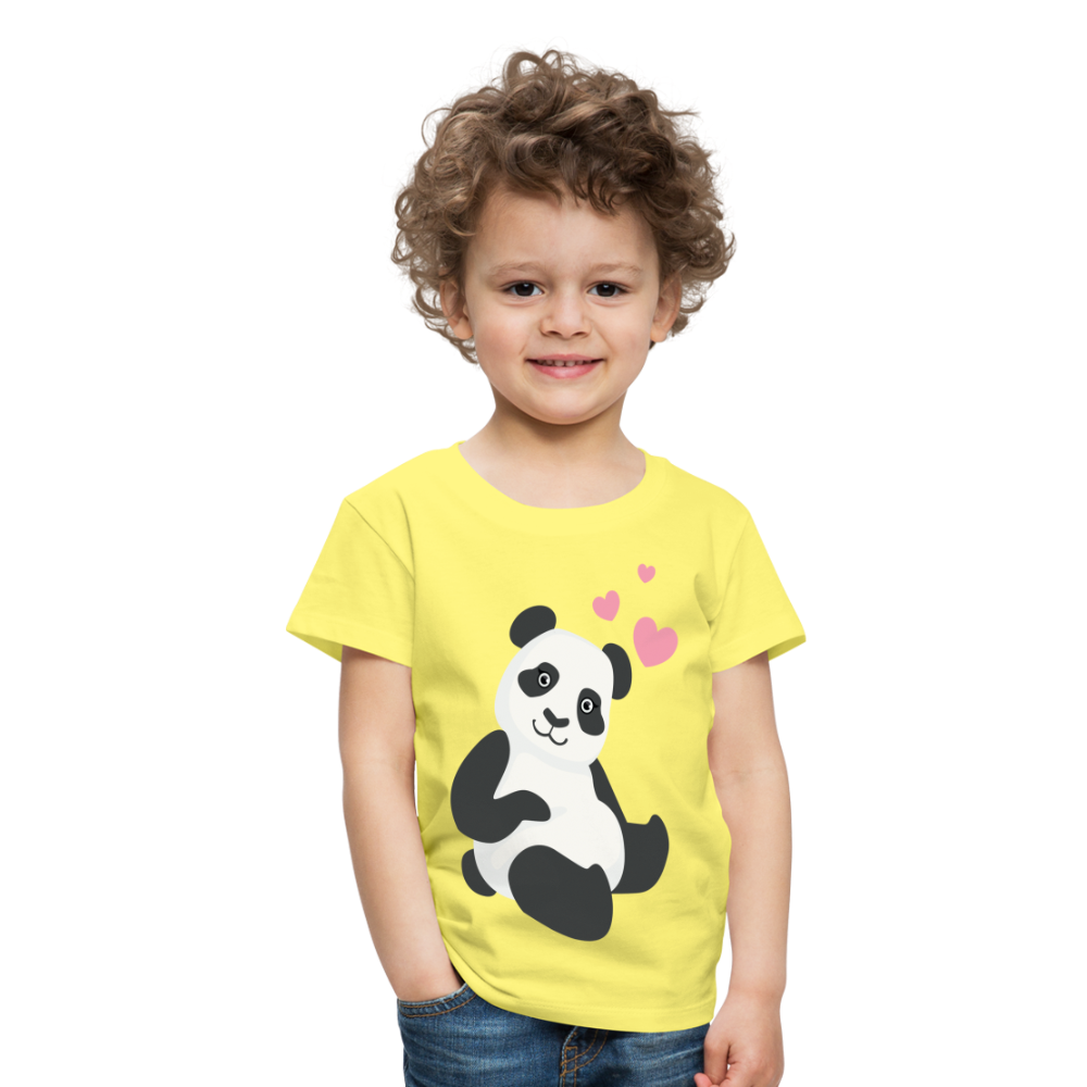 Kinder Premium T-Shirt - Panda mit Herzen über dem Kopf - Gelb