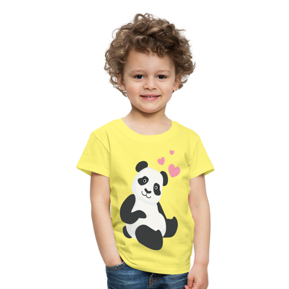 Kinder Premium T-Shirt - Panda mit Herzen über dem Kopf - Gelb