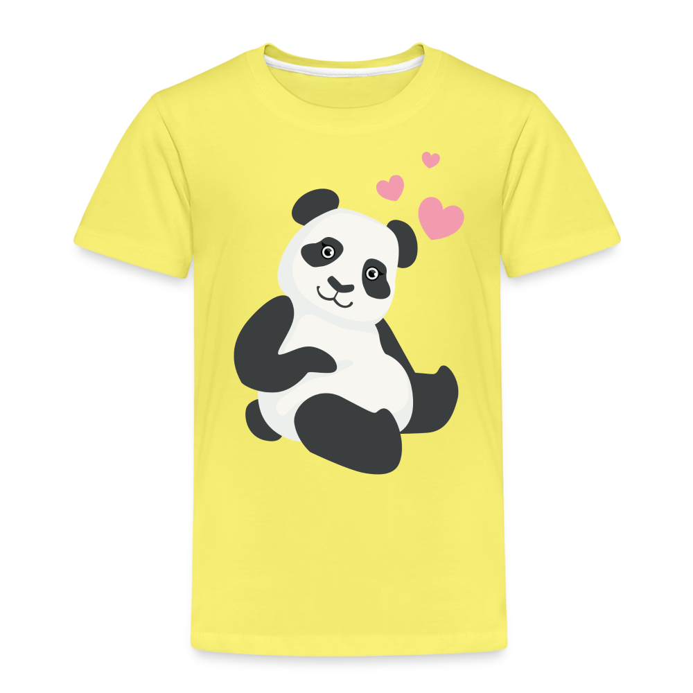 Kinder Premium T-Shirt - Panda mit Herzen über dem Kopf - Gelb