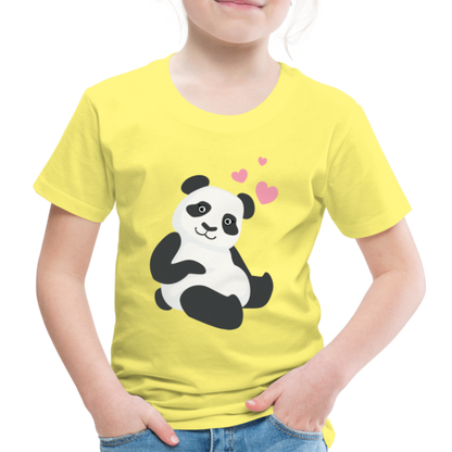 Kinder Premium T-Shirt - Panda mit Herzen über dem Kopf - Gelb