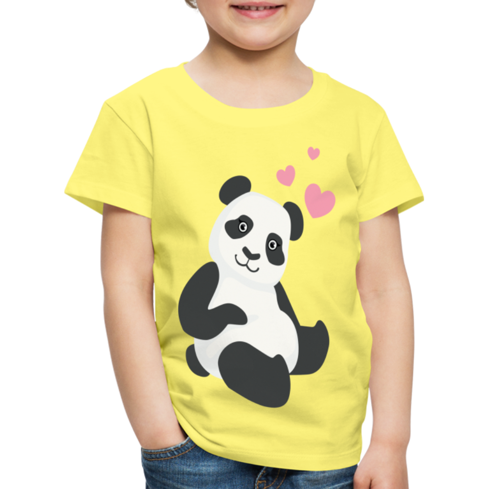 Kinder Premium T-Shirt - Panda mit Herzen über dem Kopf - Gelb