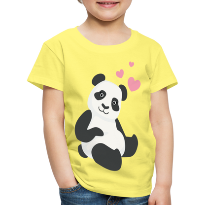 Kinder Premium T-Shirt - Panda mit Herzen über dem Kopf - Gelb