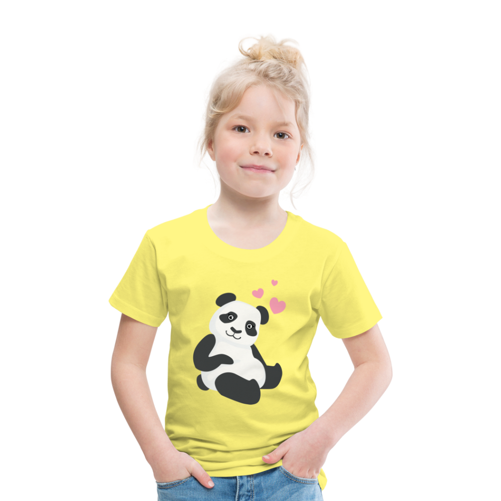 Kinder Premium T-Shirt - Panda mit Herzen über dem Kopf - Gelb