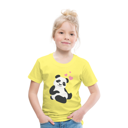 Kinder Premium T-Shirt - Panda mit Herzen über dem Kopf - Gelb