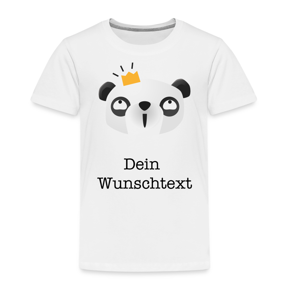 Kinder Premium T-Shirt - Panda mit Krone - personalisierbar - weiß