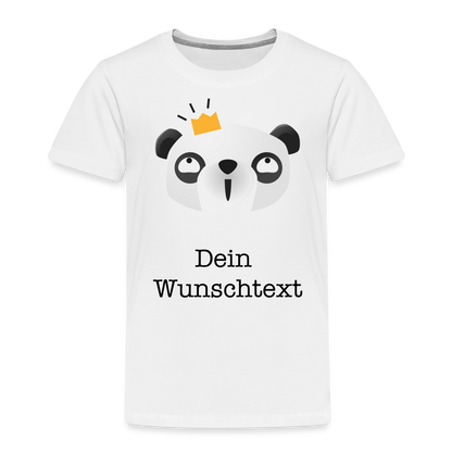 Kinder Premium T-Shirt - Panda mit Krone - personalisierbar - weiß