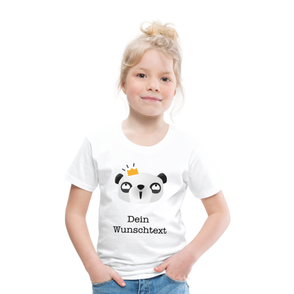 Kinder Premium T-Shirt - Panda mit Krone - personalisierbar - weiß