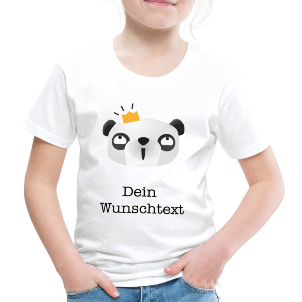 Kinder Premium T-Shirt - Panda mit Krone - personalisierbar - weiß