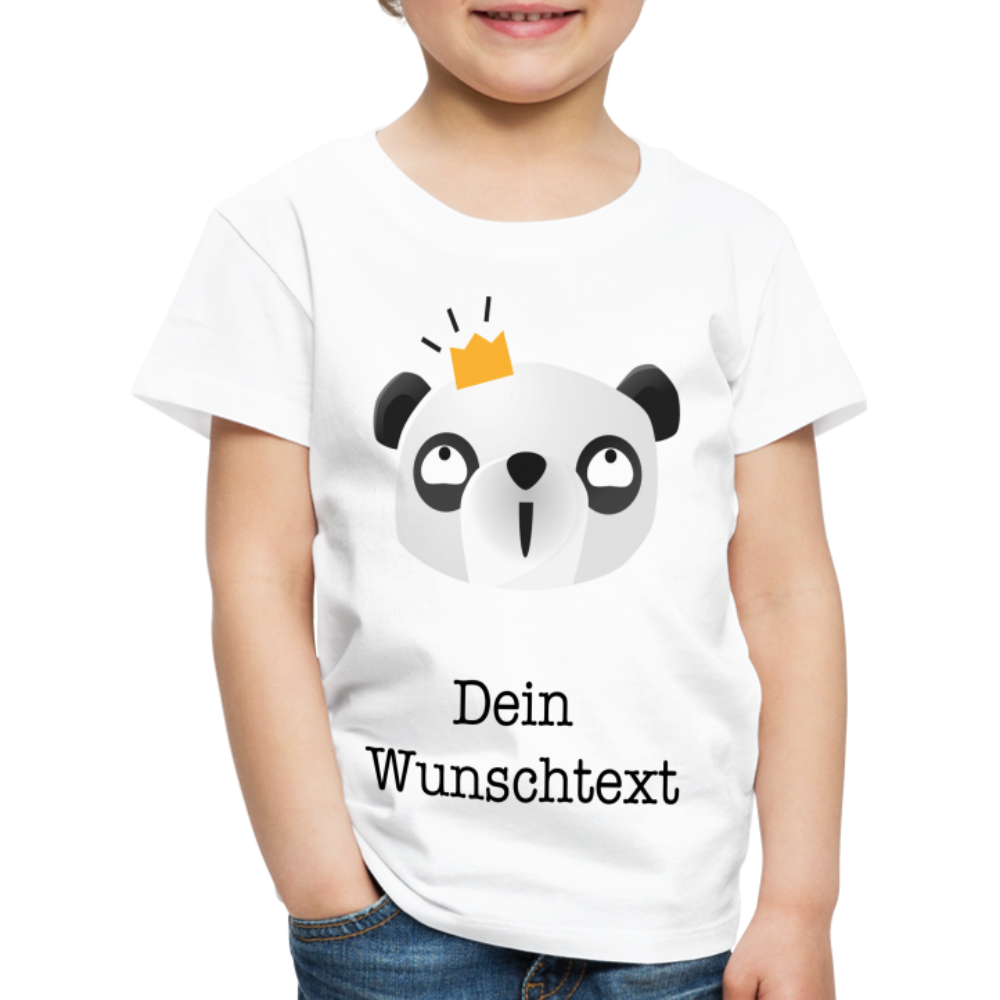 Kinder Premium T-Shirt - Panda mit Krone - personalisierbar - weiß