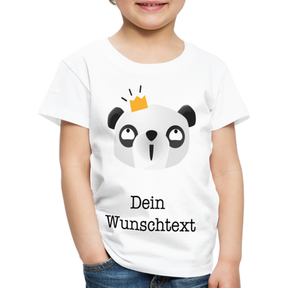 Kinder Premium T-Shirt - Panda mit Krone - personalisierbar - weiß