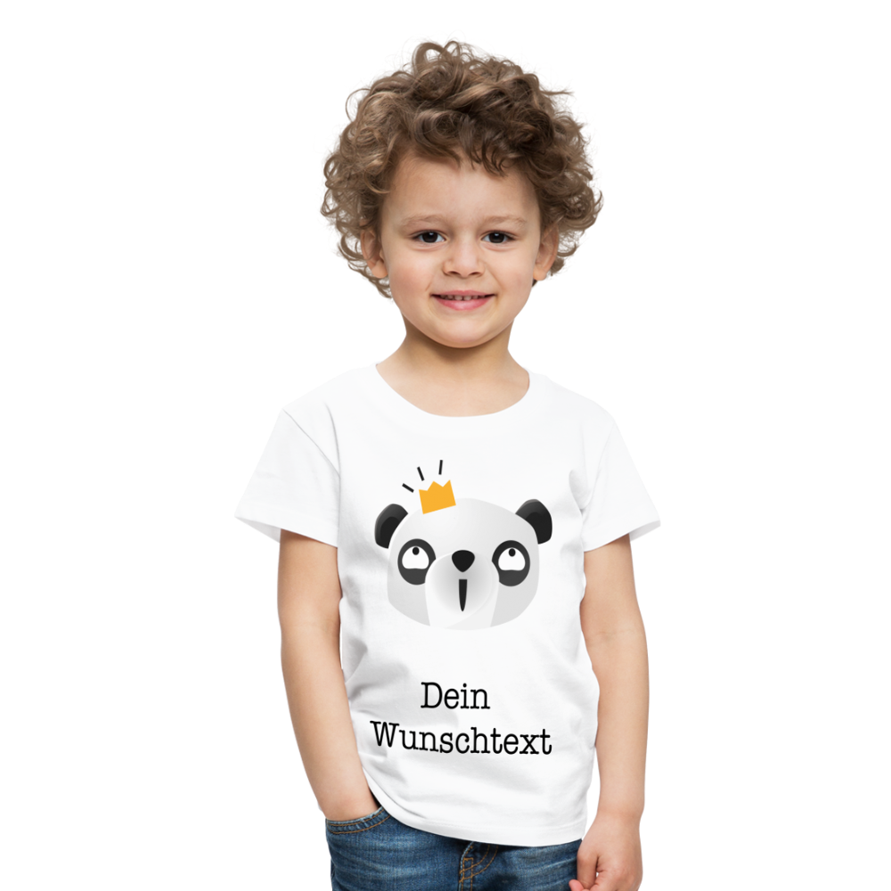 Kinder Premium T-Shirt - Panda mit Krone - personalisierbar - weiß