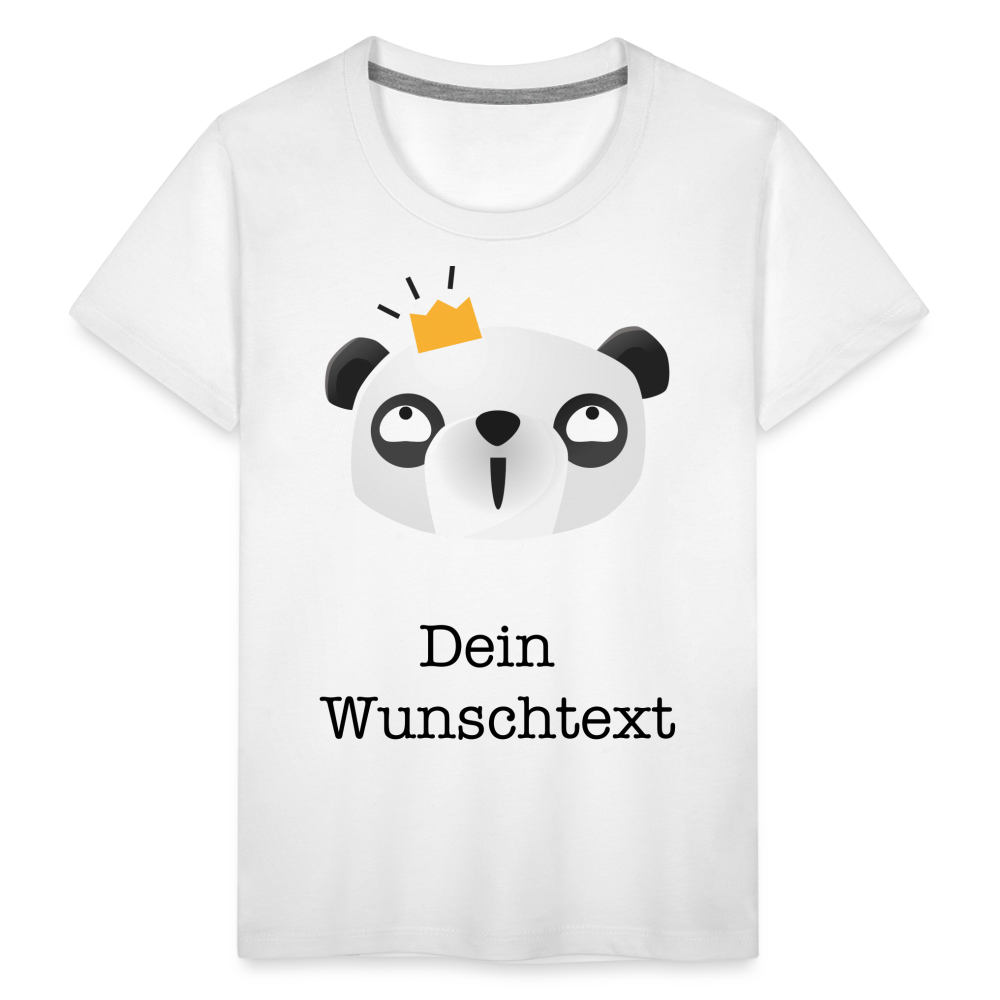 Kinder Premium T-Shirt - Panda mit Krone - personalisierbar - weiß