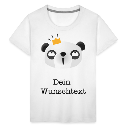 Kinder Premium T-Shirt - Panda mit Krone - personalisierbar - weiß