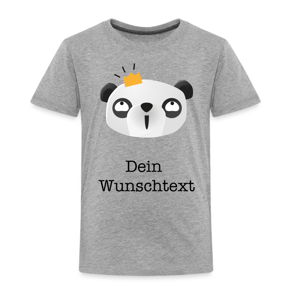 Kinder Premium T-Shirt - Panda mit Krone - personalisierbar - Grau meliert