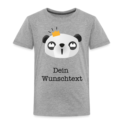 Kinder Premium T-Shirt - Panda mit Krone - personalisierbar - Grau meliert